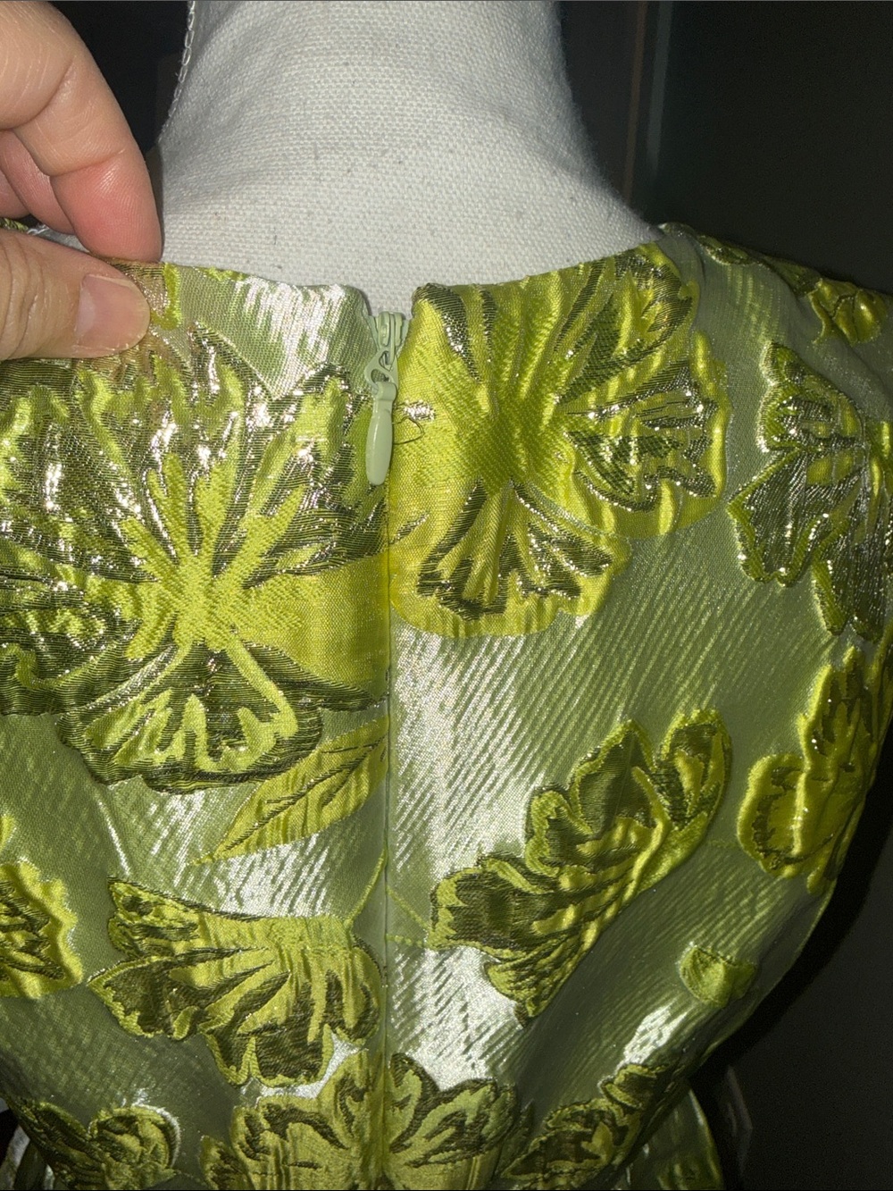 Dress the population party special occasion dress NWT metallic green floral - Picture 9 of 11